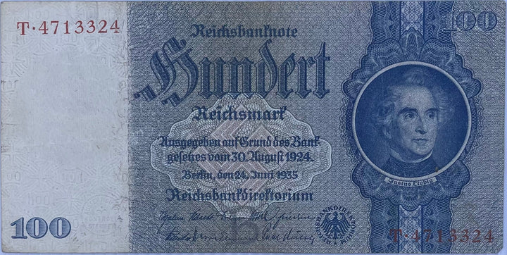 Germany 100 Marks Banknote P-183b Nazi era WW2 circulated currency