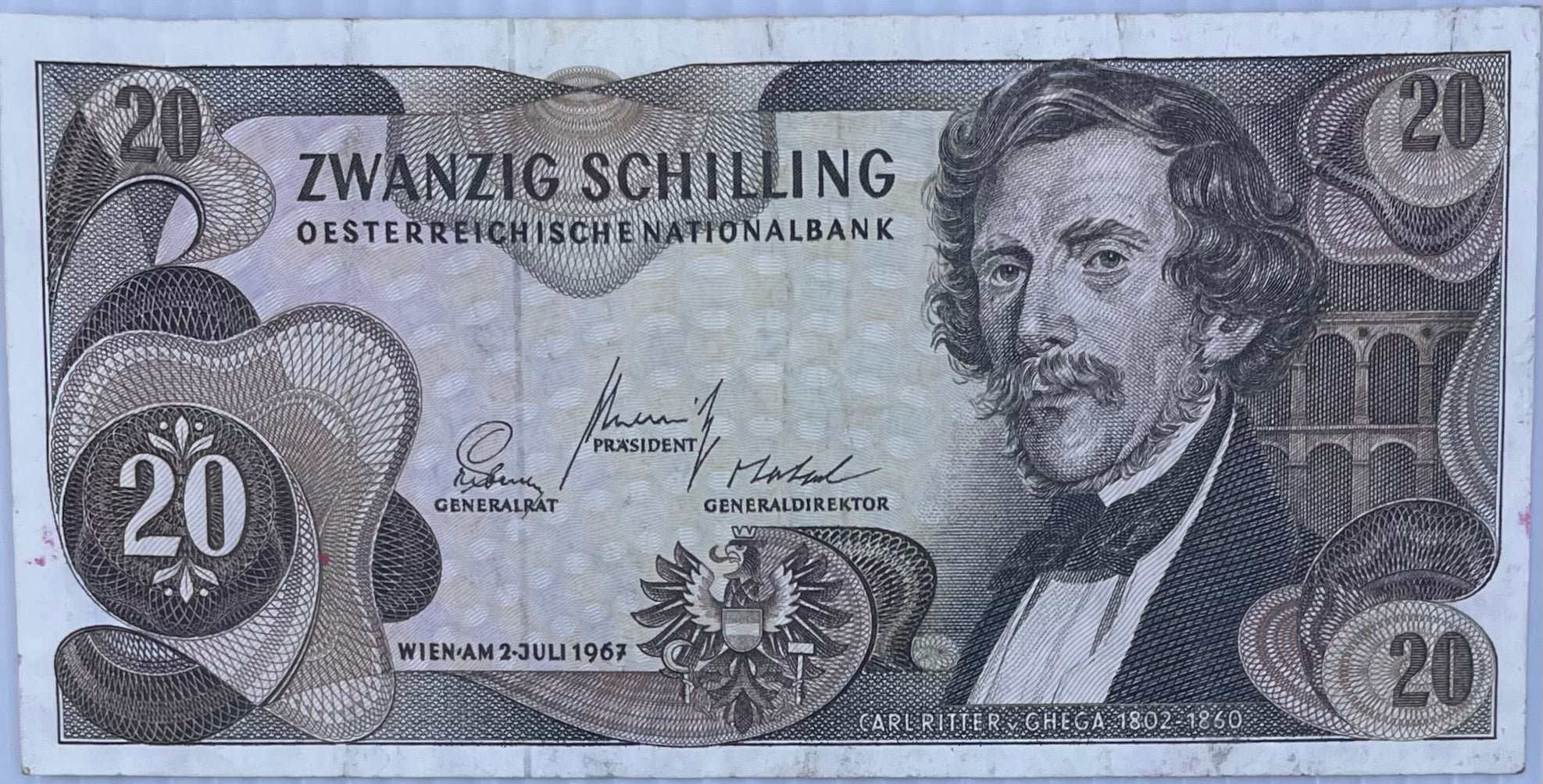 1963 Austria 20 Schillings Used World Banknote