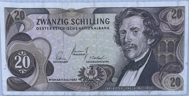 1963 Austria 20 Schillings Used World Banknote