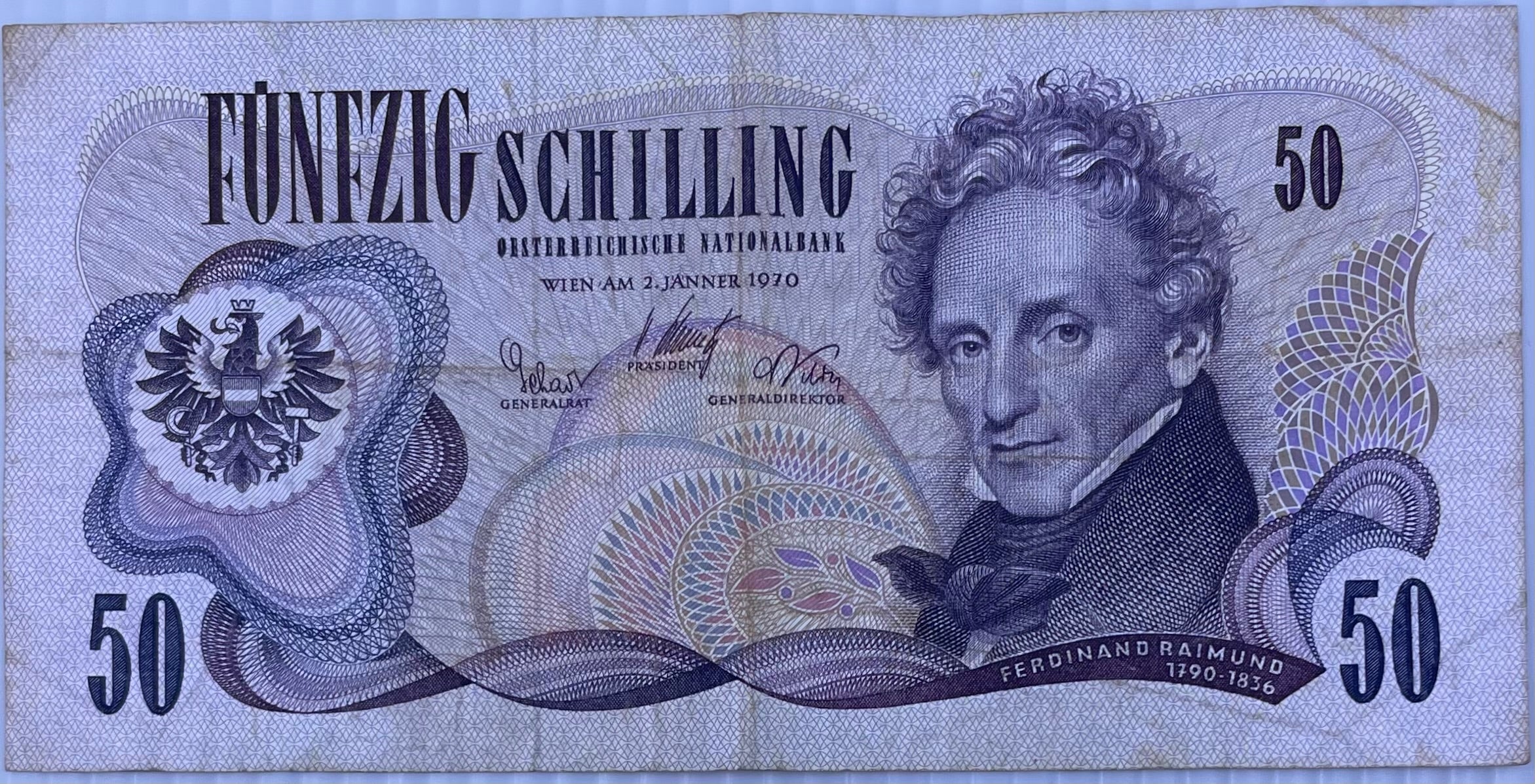 1970 Austria 50 Schillings P-128 Used World Banknote