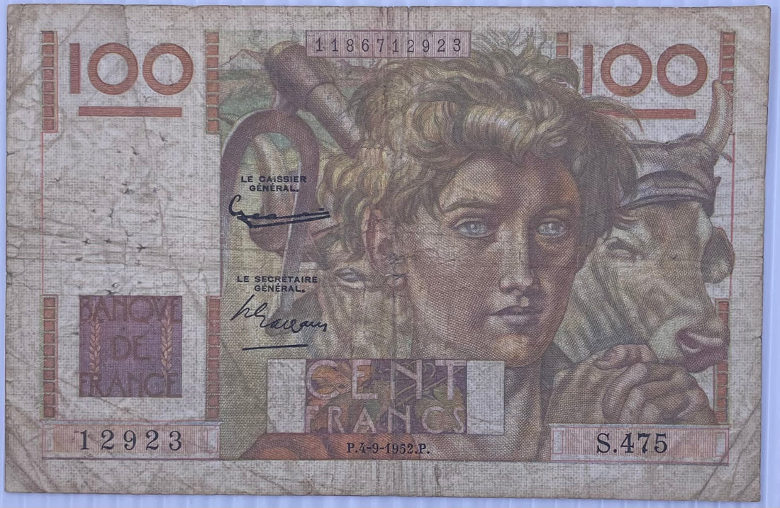 1952 France 100 Francs P-128 Circulated World Banknote