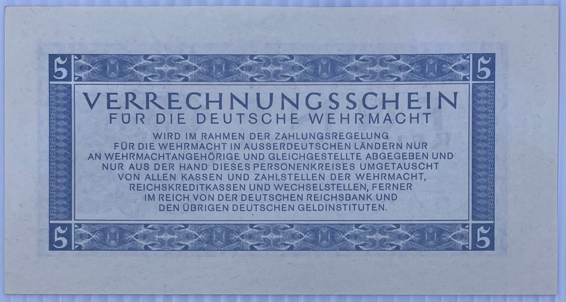 1944 Germany 5 Reichsmark P-R512 WW2 UNC World Banknote