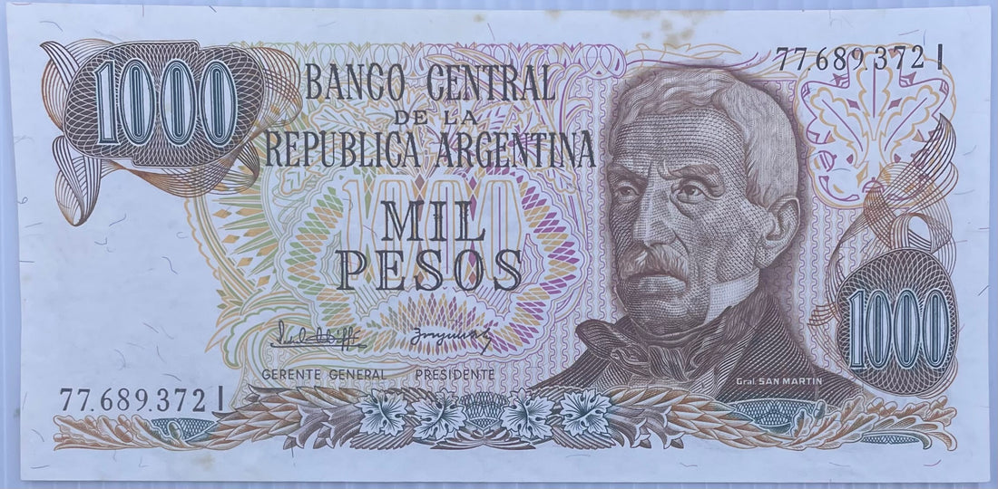1982 Argentina 1,000 Pesos P-304 UNC Banknote