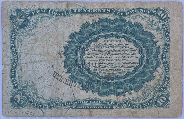 1874 USA 10 Cents Fractional P-122C Circulated Banknote