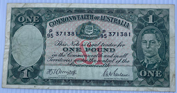 Australia 1942 1 Pound P-26 Used World Banknote