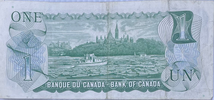 Canada 1973 one dollar BC-46a used banknote with QEII portrait and intricate designs