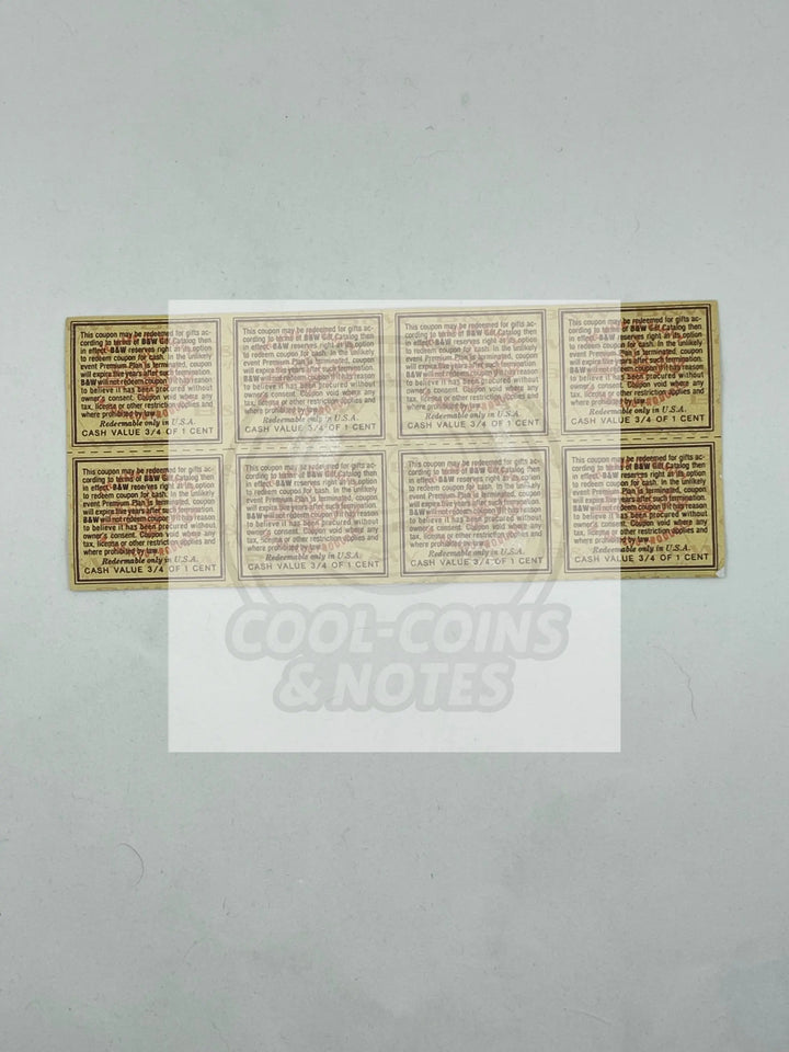 8 Vintage Brown & Williamson B & W Coupons Raleigh & Belair Coupons Series 35 - Cool Coins & Notes