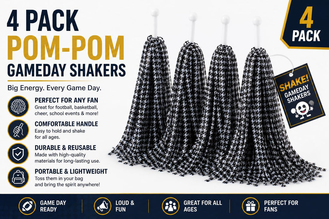 Houndstooth Pom-Pom Gameday Shakers for Alabama Fans (4)