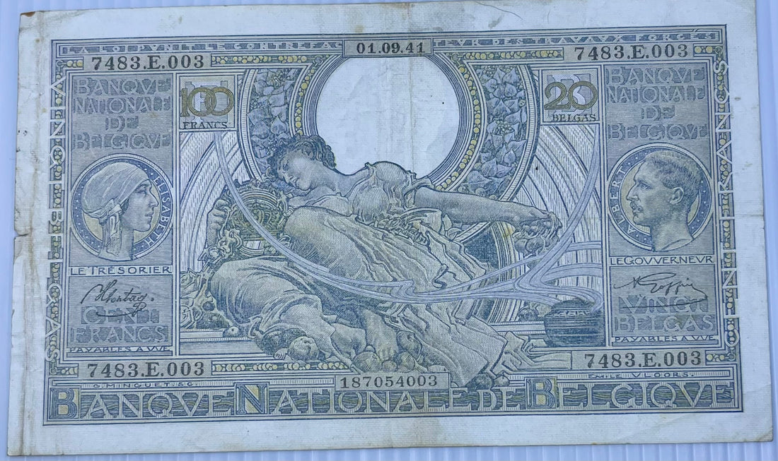 Belgium 1941-1943 100 Francs P-107 Used World Banknote