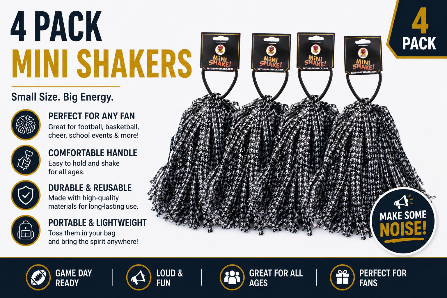 Houndstooth Mini Shaker Pom Poms for Gameday (4)