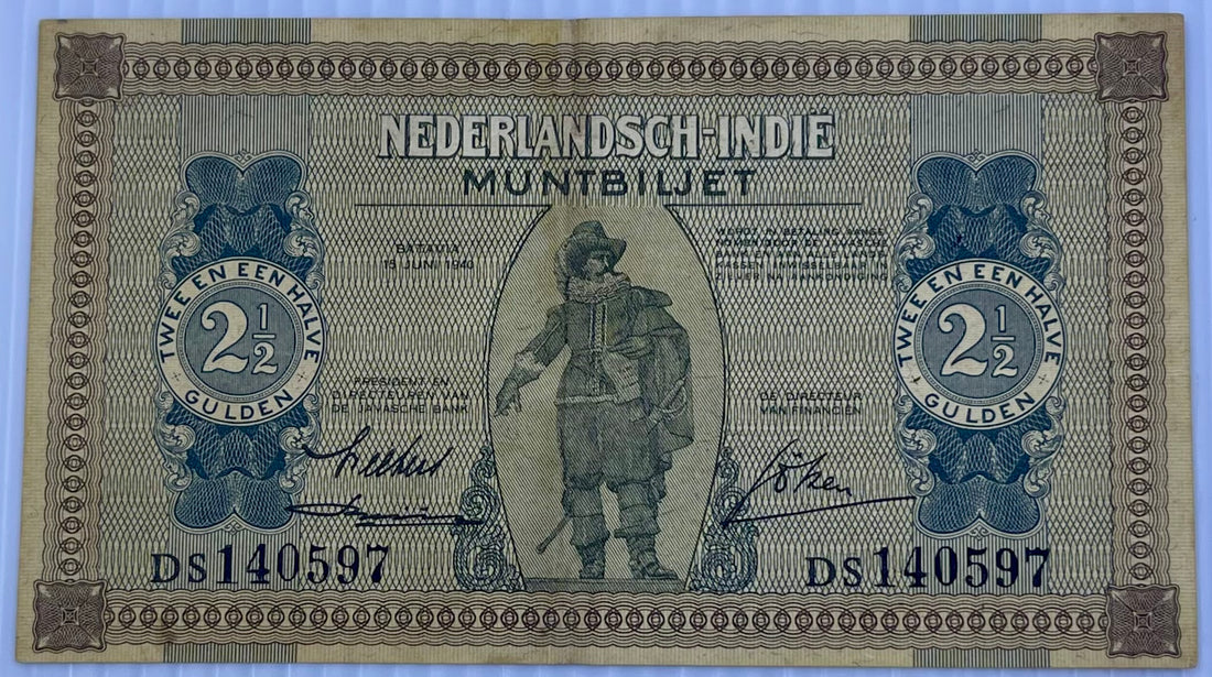 Netherland Indies 1949 2-1/2 Gulden P-109 Used World Banknote