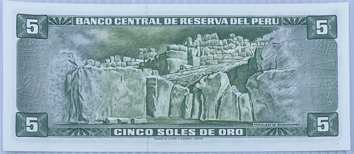 1974  Peru  5 Soles  P-99c  UNC Banknote