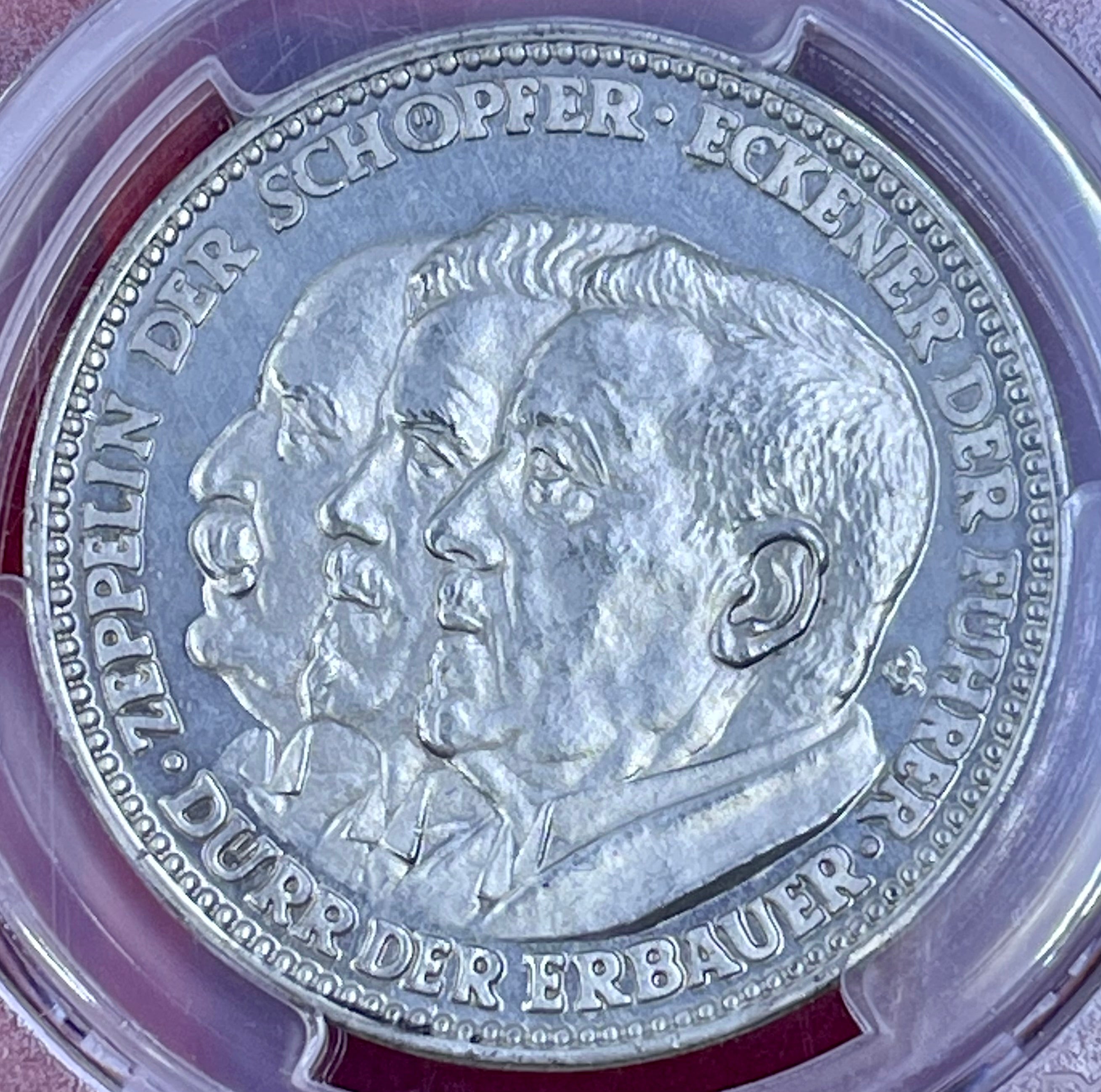 Germany 1929- "Zeppelin World Tour" Kaiser 511 ag PREUSS edge Silver Medal - PCGS SP63 Silver Coin