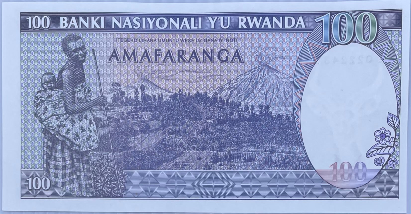 Rwanda 1989 100 Francs P19 UNC Zebra World Banknote Currency