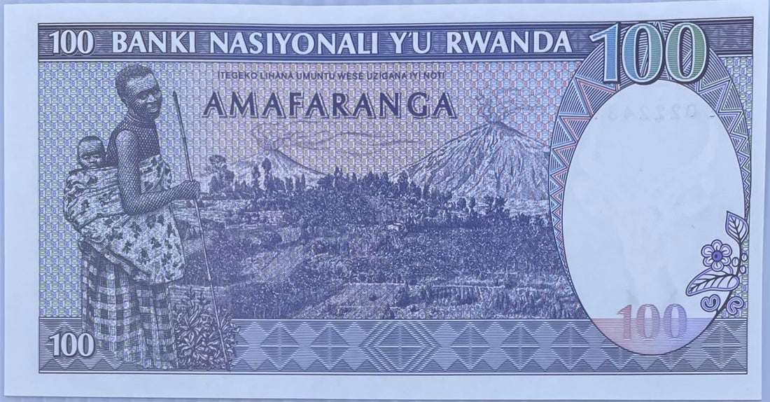 Rwanda 1989 100 Francs P19 UNC Zebra World Banknote Currency