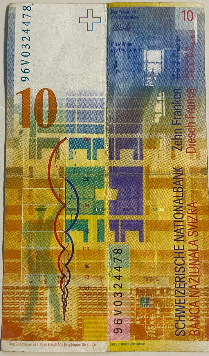 Switzerland 1996 10 Franken P-66 Used World Banknote
