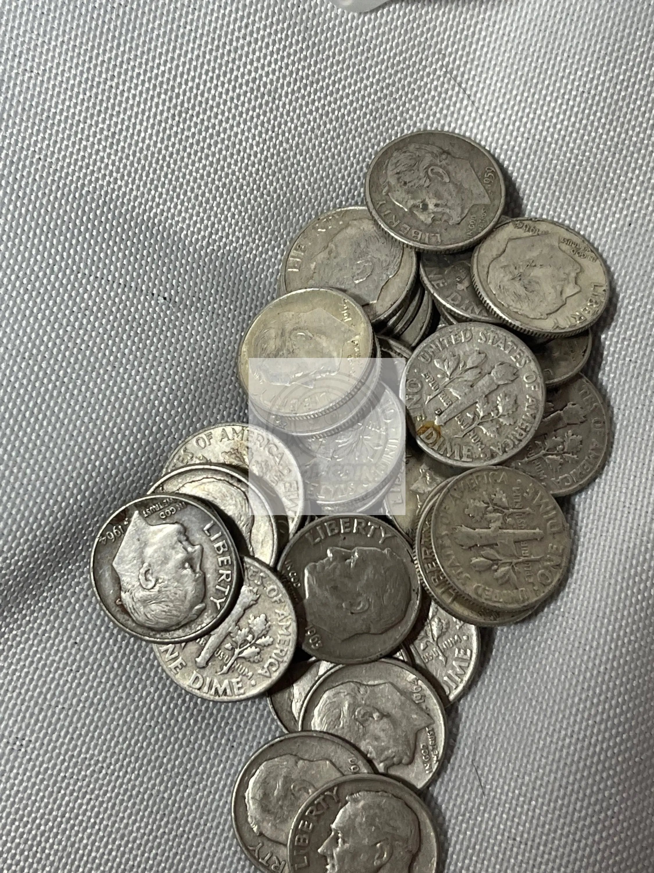 90% Silver Roosevelt Dimes 50-Coin Roll AvgCir $5 FV No Junk All Legible Dates - Cool Coins & Notes