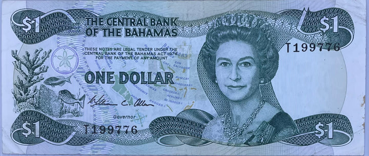 1984 BAHAMAS 1 DOLLAR P43 QEII Used World Banknote