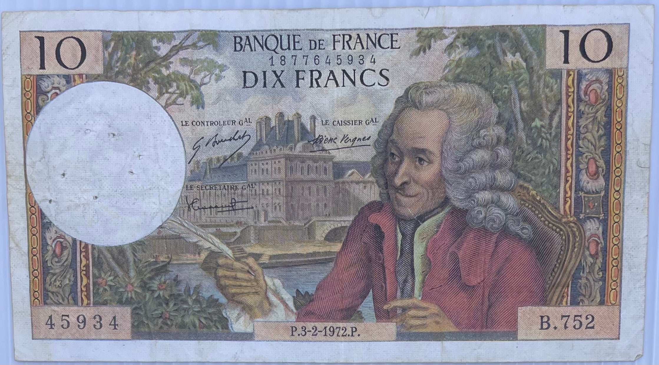 1972 France 10 Francs Circulated World Banknote