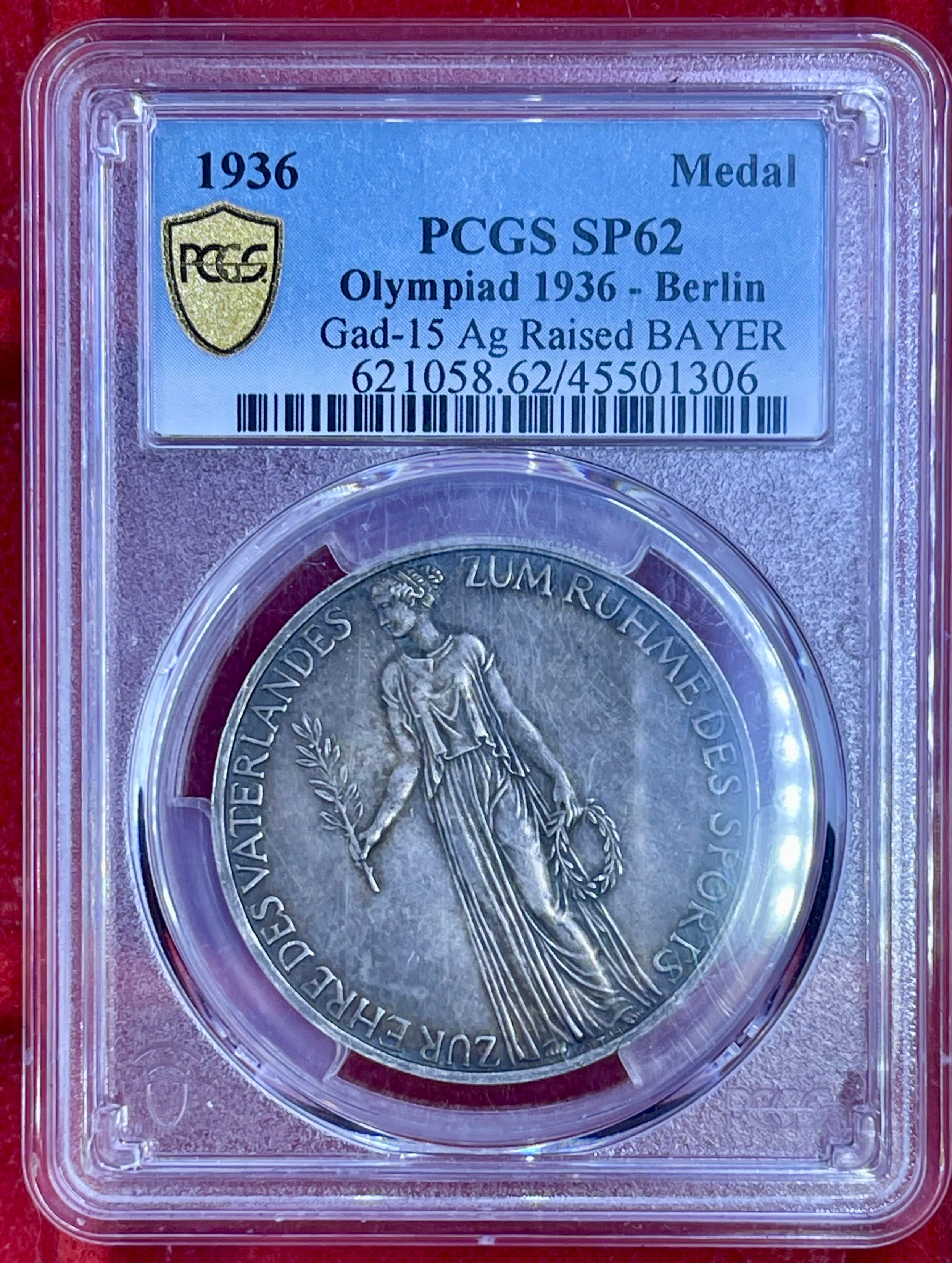 Germany 1936 Olympiad Medal PCGS SP62 Silver Coin