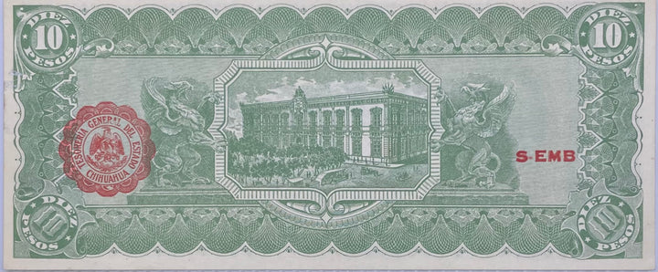 1914 Mexico Chihuahua 10 Pesos P-S533 Banknote