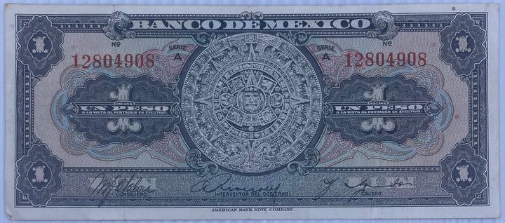 1950 Mexico 1 Peso P-46 Circulated World Banknote
