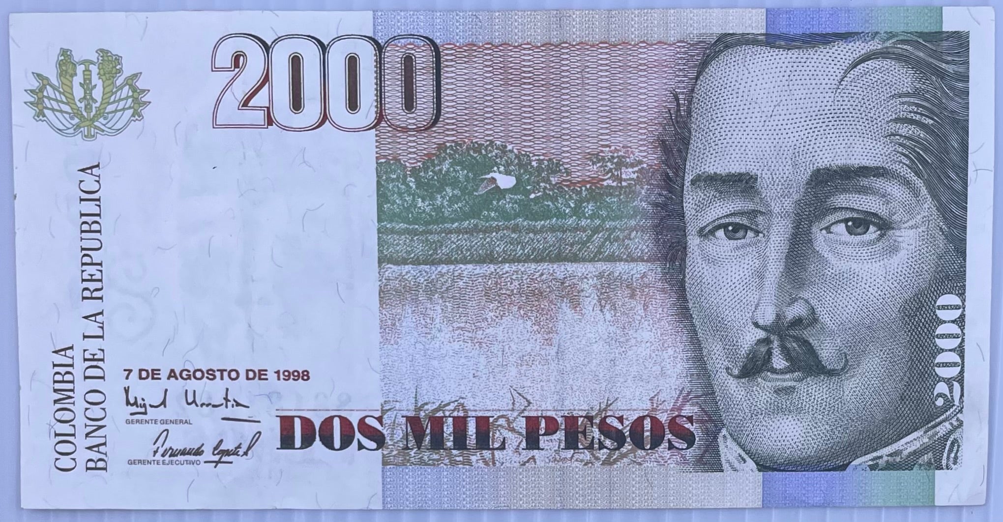 1998 Columbia 2,000 Pesos P-445 Used World Banknote