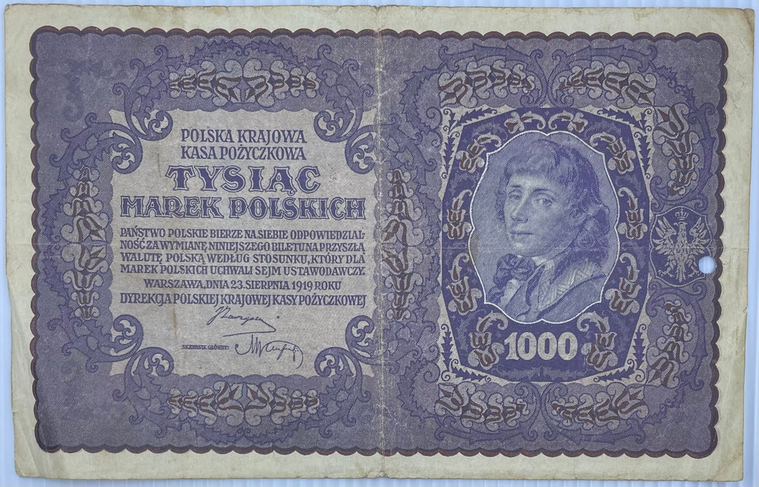 Poland 1919 1000 Mark P-29 Used World Banknote
