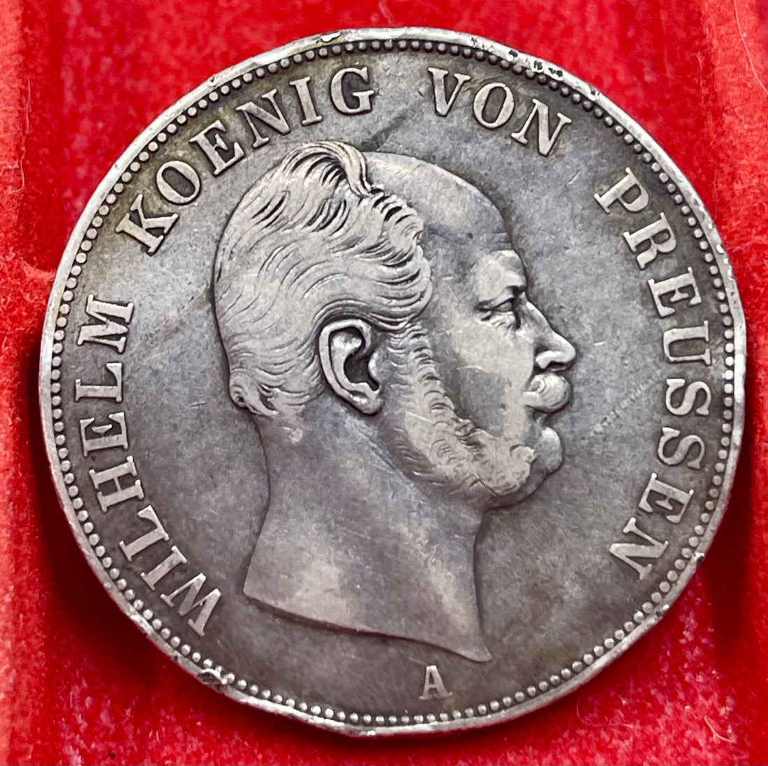 1862 A Germany Prussia 1 Thaler Silver Coin – Wilhelm I – Berlin Mint – KM#