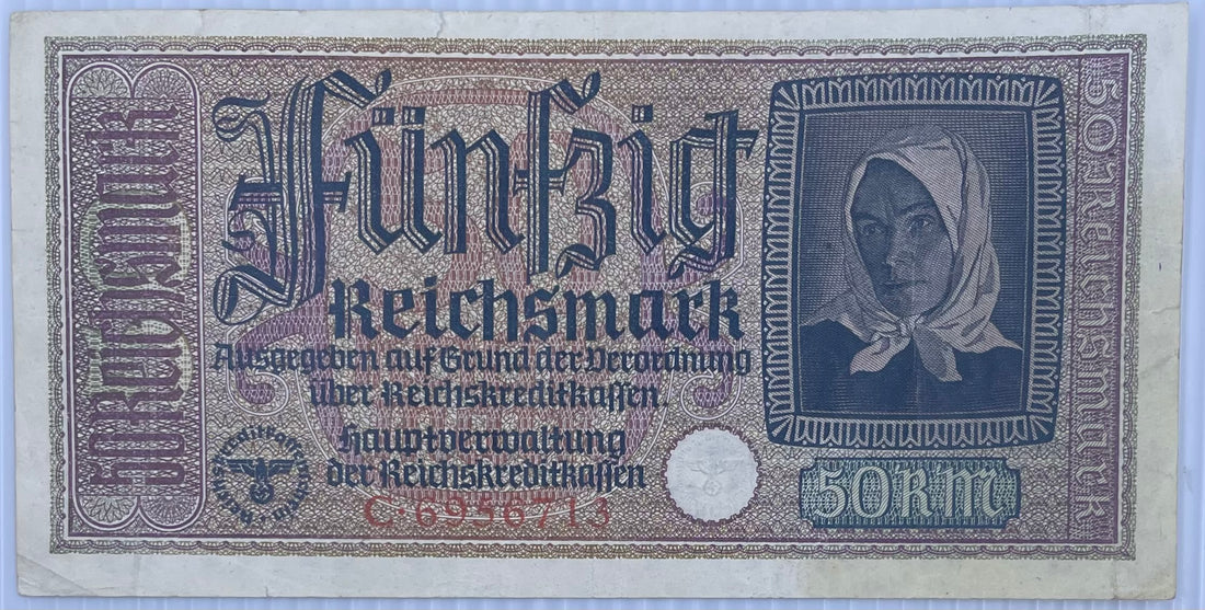 Germany 1940 50 Reichsmark P-R140.2 Used From Lot Nazi Swastika Note