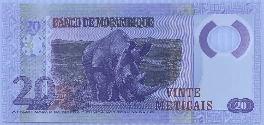 2017 Mozambique 20 Meticais P-149 UNC Rhino World Banknote