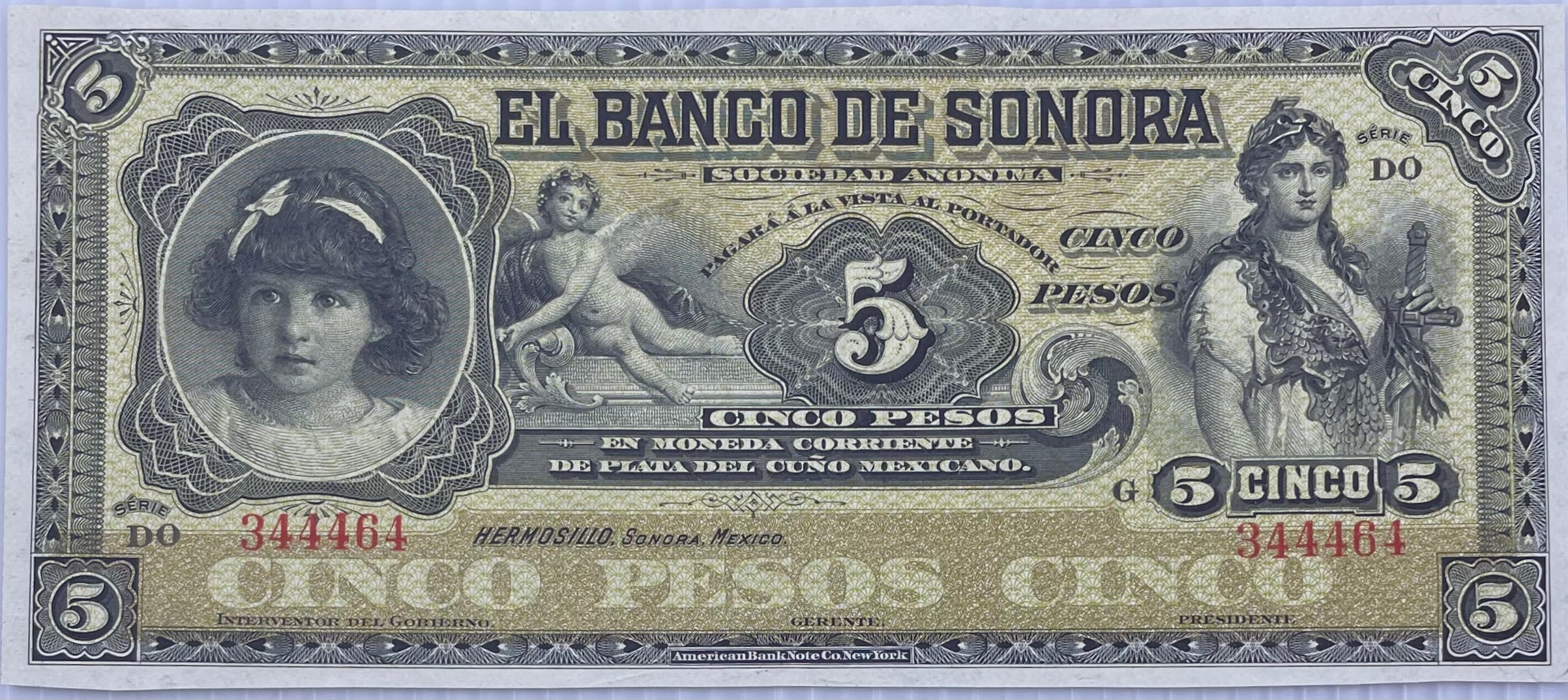 1897-1911 Mexico Banco de Sonora 5 Pesos banknote P#S419r uncirculated rare collectible currency