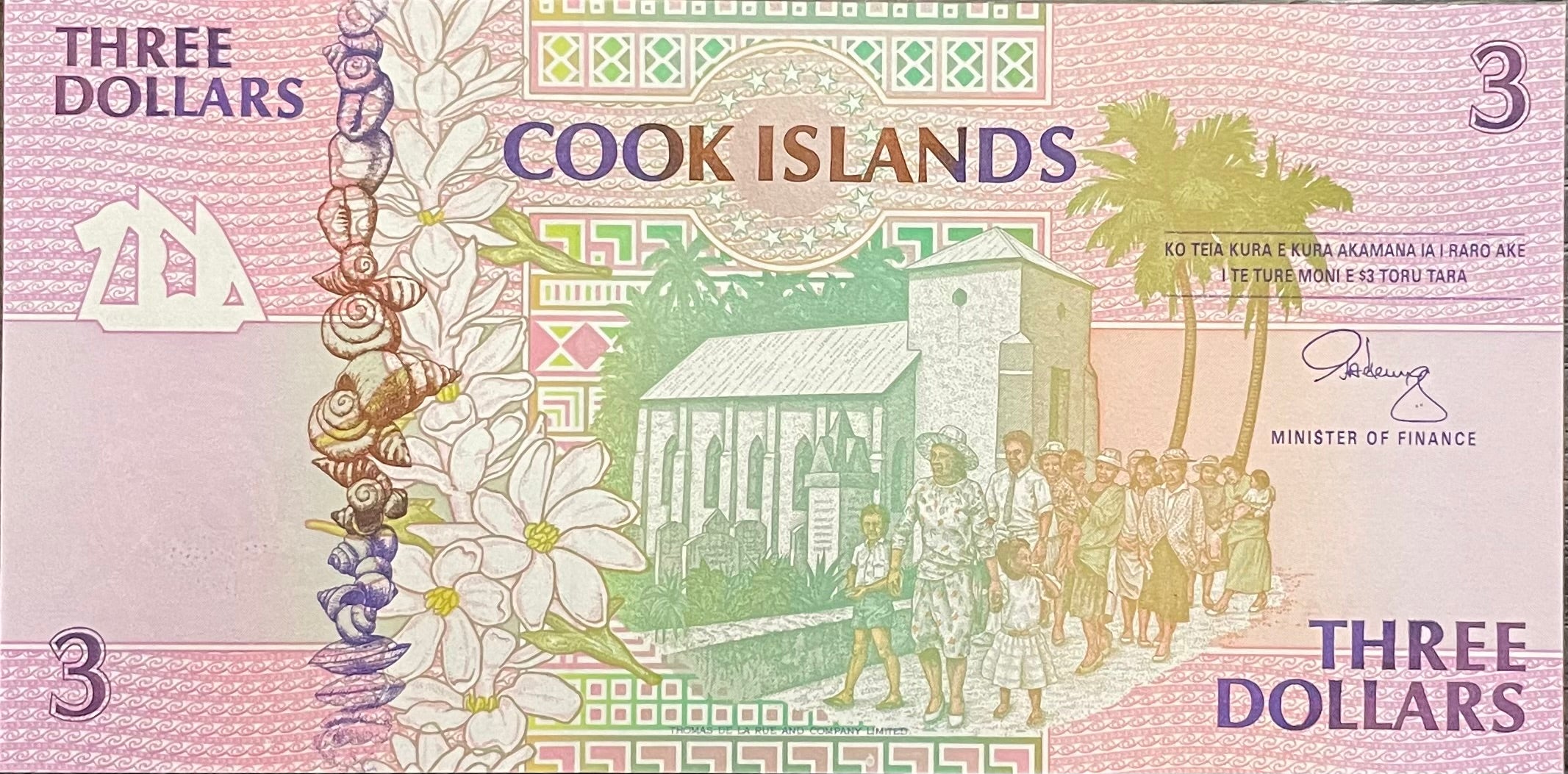 Cook Islands 1992 3 Dollars P-7 UNC World Banknote Currency