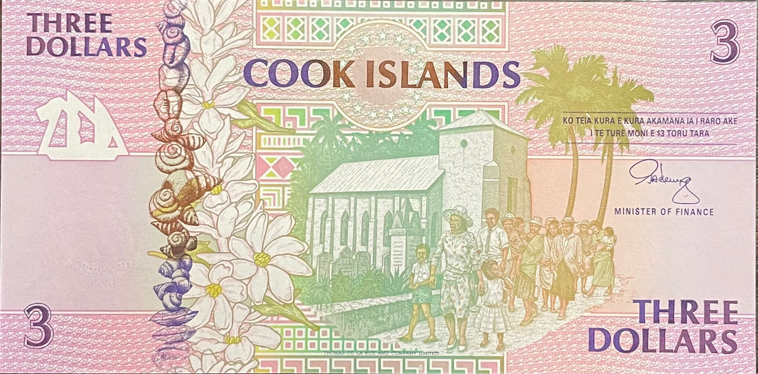 Cook Islands 1992 3 Dollars P-7 UNC World Banknote Currency