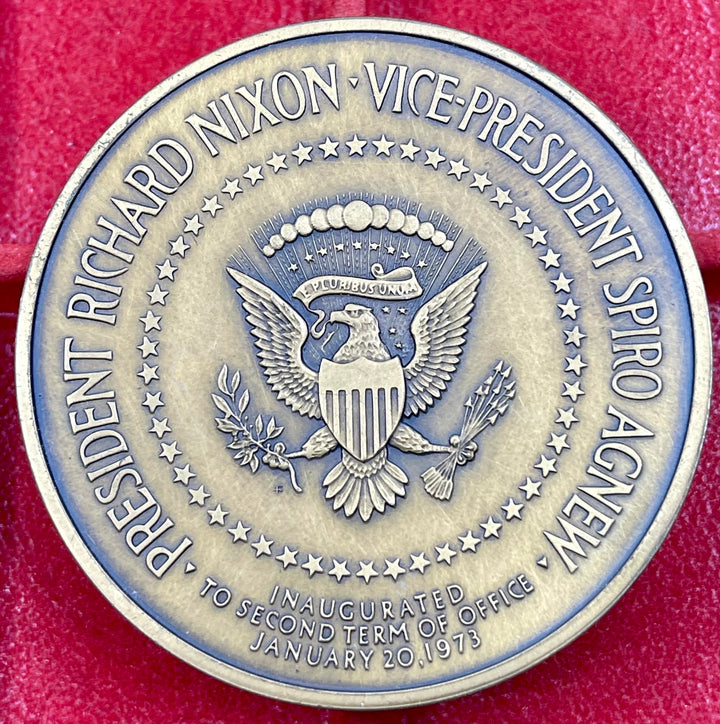 RICHARD NIXON SPIRO AGNEW INAUGURATION 1973 FRANKLIN MINT MEDAL BRONZE 6oz 70mm
