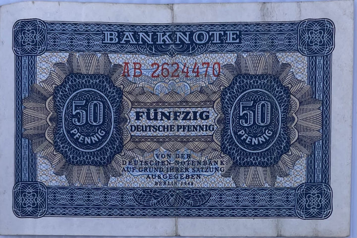 1948 Germany 50 Pfennig P-12 Circulated World Banknote