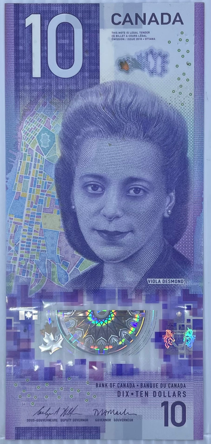 Bank of Canada, $10, 2018, Polymer, P-113, Viola Desmond, New Design, Used Bankn