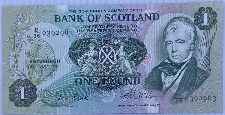 1981 Scotland 1 Pound P-111 UNC World Banknote