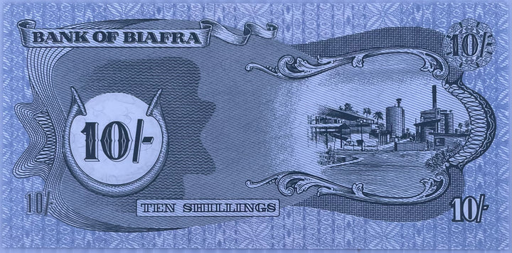 1968-1969(ND) Biafra 10 Shillings P-4 UNC World Banknote