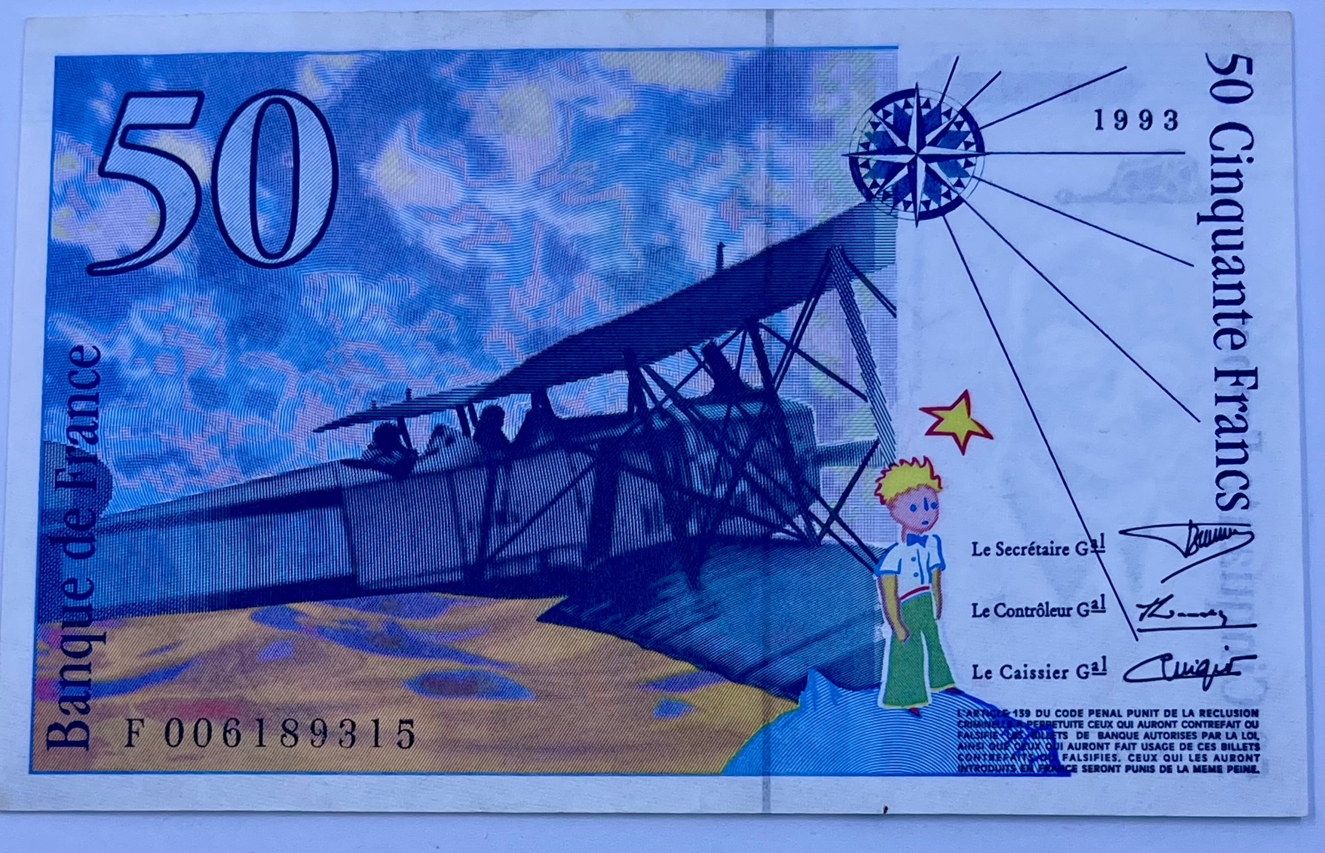 France 1992 50 Francs P-157a AU World Banknote