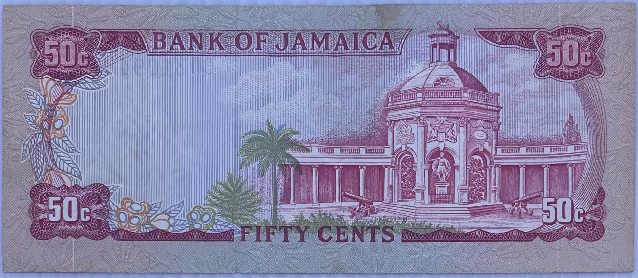 1960 (1970) Jamaica 50 Cents  P-53, Used World Banknote