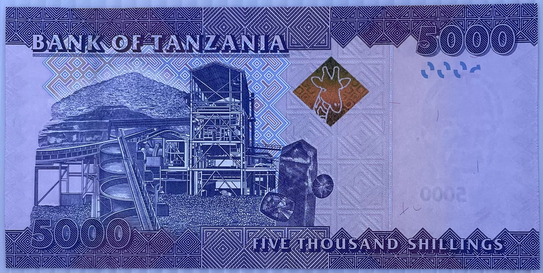 Tanzania 5,000 Shillings, 2020 ND, P-43c, UNC Rhino World Banknote Currency