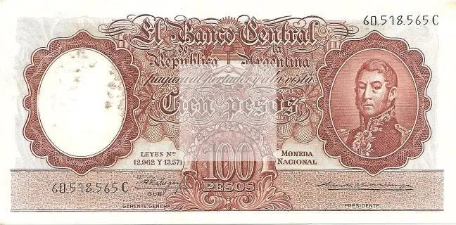 ARGENTINA NOTE 1967 100 PESOS Series C P#277 Uncirculated - Cool Coins & Notes