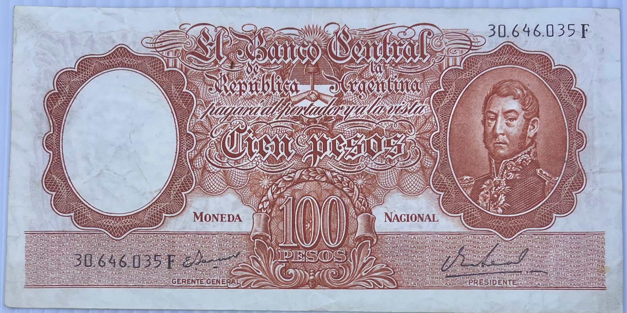 ARGENTINA NOTE 1967 100 PESOS P277 Used Banknote - Cool Coins & Notes