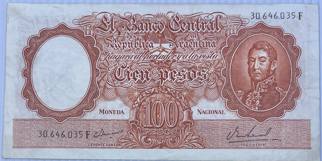 ARGENTINA NOTE 1967 100 PESOS P277 Used Banknote - Cool Coins & Notes