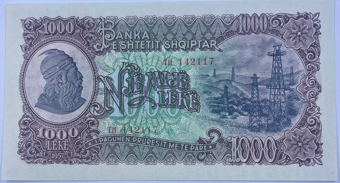 Albania 1957 1000 Leke p-32a UNC World Banknote Cool Coins & Notes 