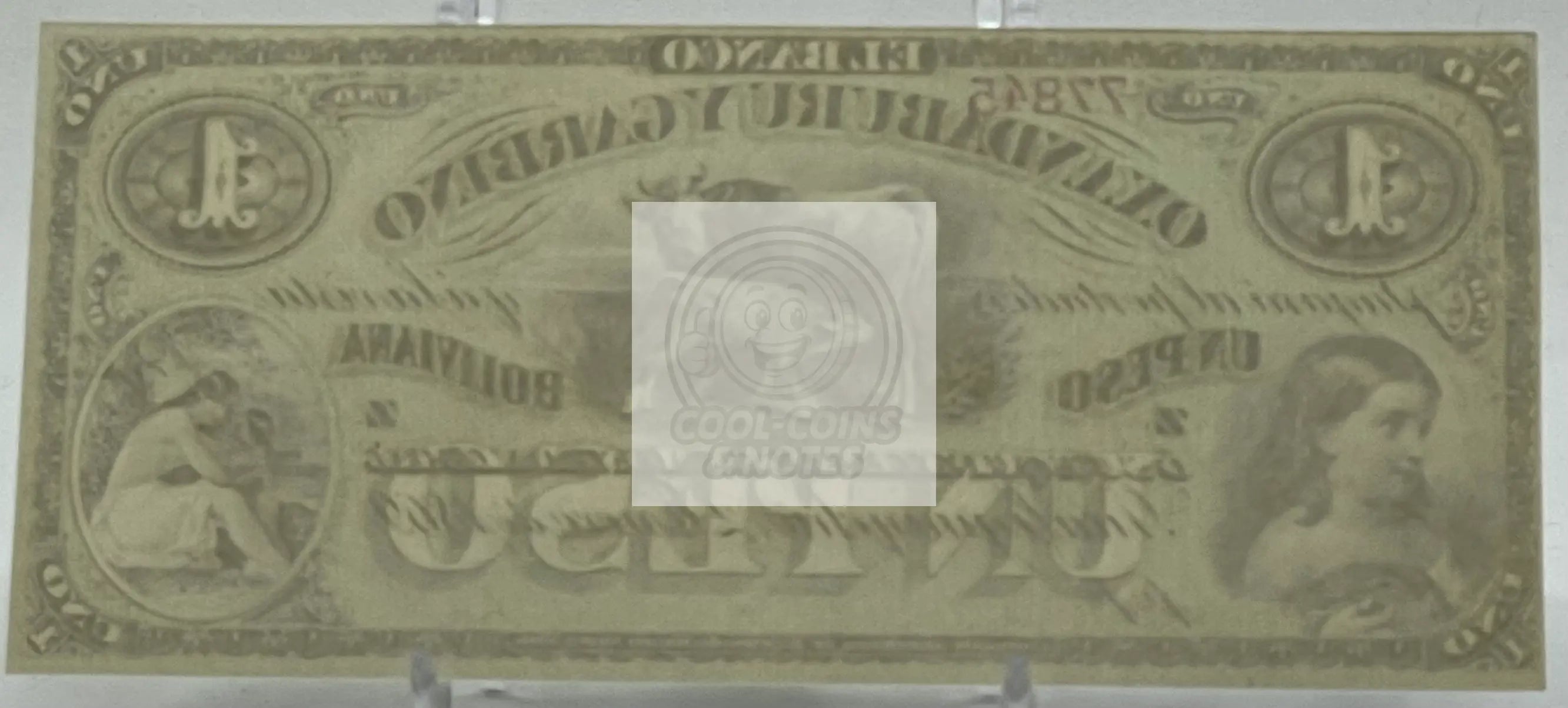 Argentina 1869 1 Pesos Bolivianos P-S1782r UNC World Banknote - Cool Coins & Notes