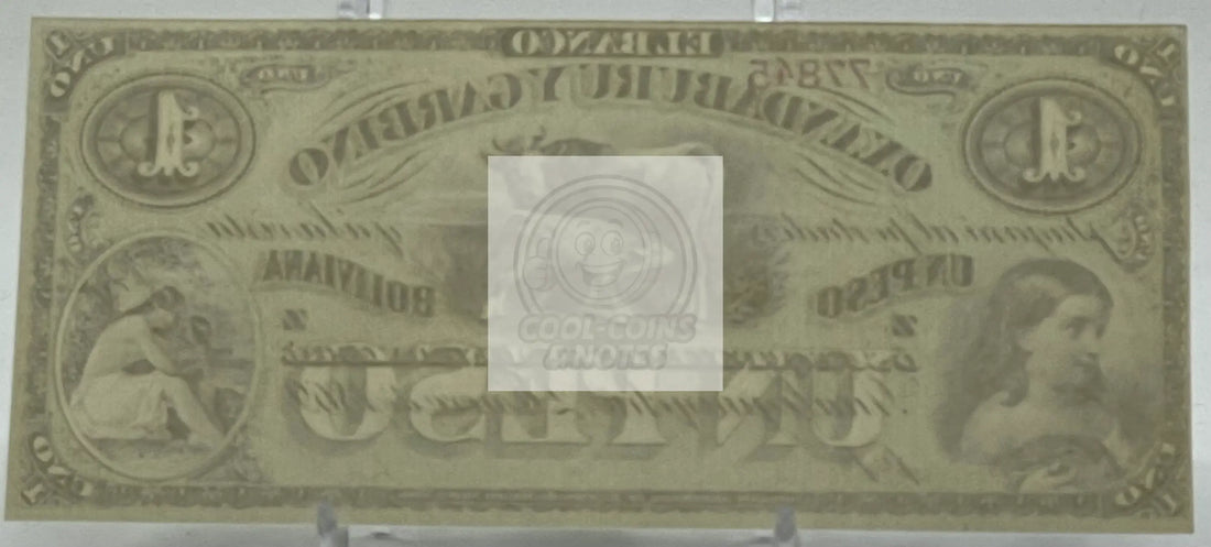 Argentina 1869 1 Pesos Bolivianos P-S1782r UNC World Banknote - Cool Coins & Notes