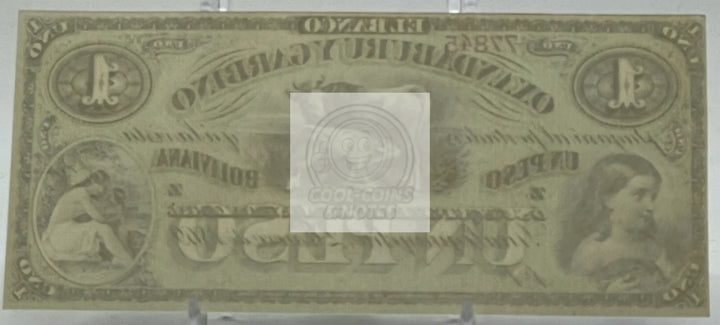 Argentina 1869 1 Pesos Bolivianos P-S1782r UNC World Banknote - Cool Coins & Notes