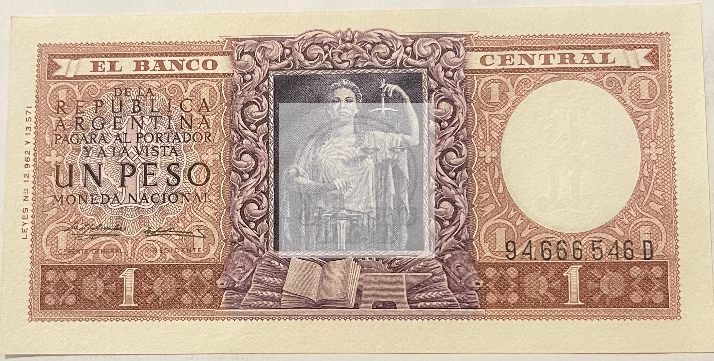 Argentina 1956-1957 1 Peso P-263b UNC, World Banknote - Cool Coins & Notes